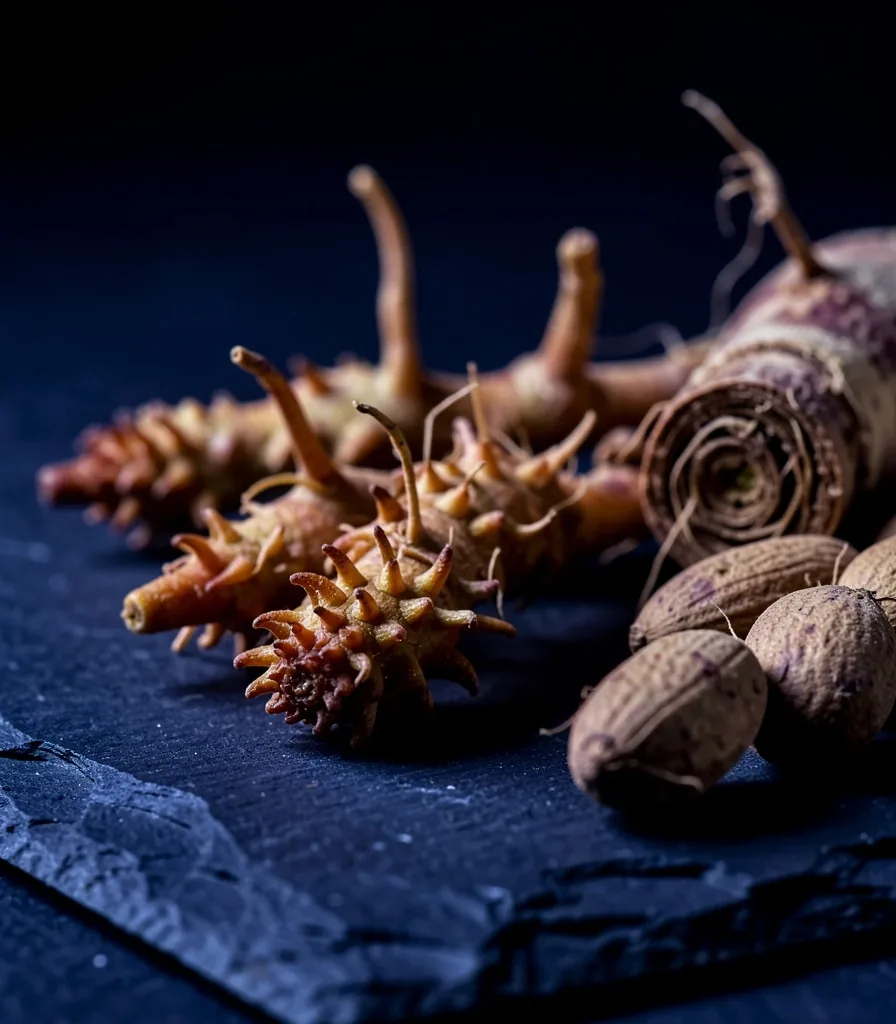 Natural botanical ingredients in low-key lighting